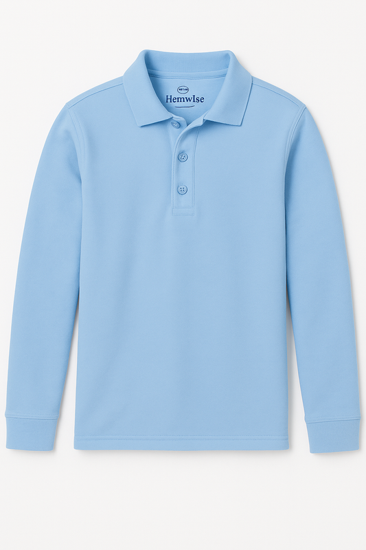 Long Sleeve Polo Shirt with Optional Embroidered logo