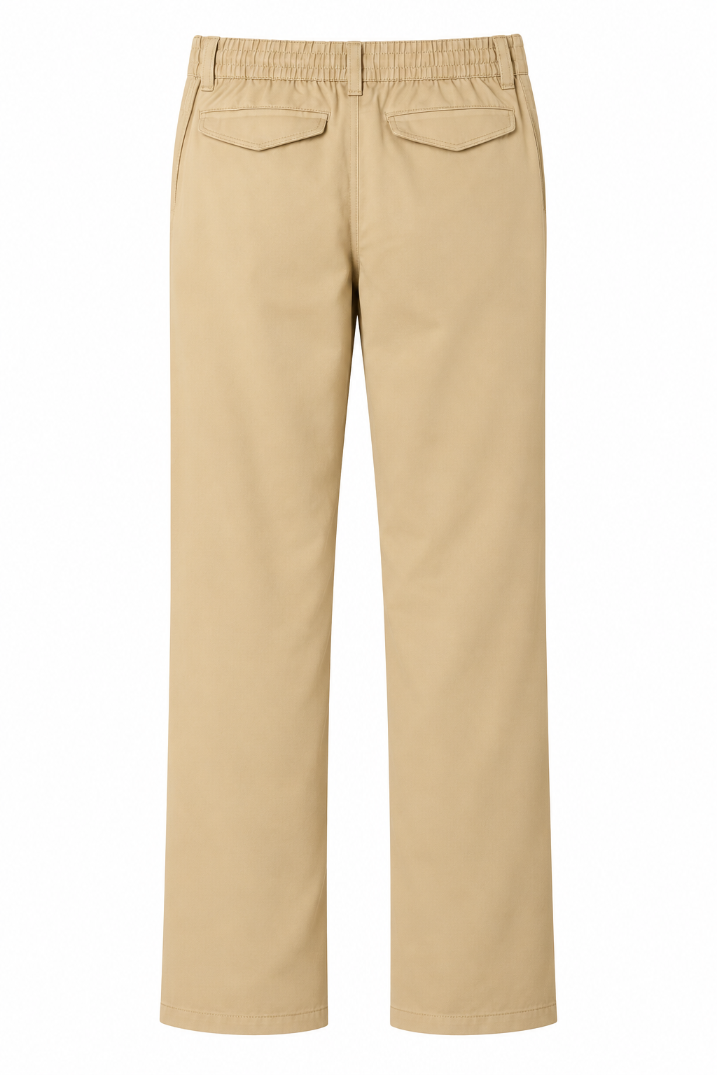 Khaki Pull-On Straight Fit Stretch Twill Pant