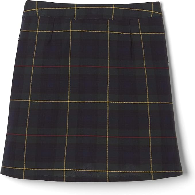 Girls Plaid Adjustable Waist Pleated-Front Two-tab Scooter