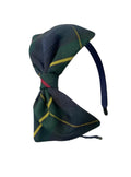 Green Plaid Bow Headband