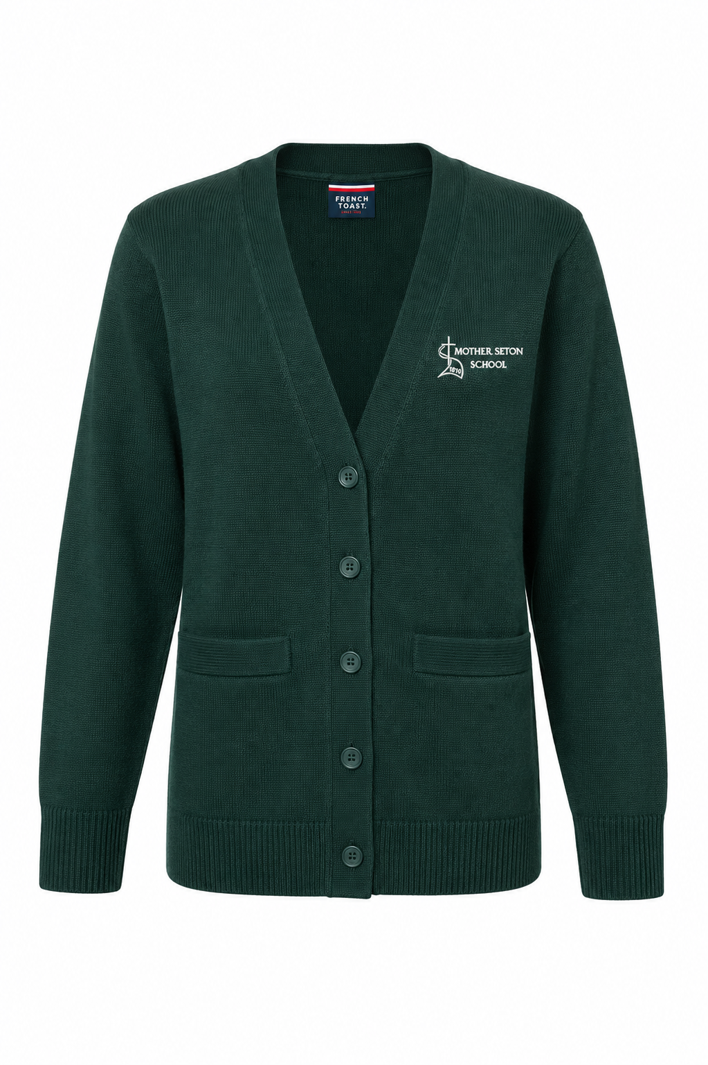 Green V-Neck Sweater with Logo