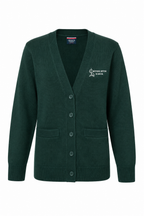 Green V-Neck Sweater with Logo