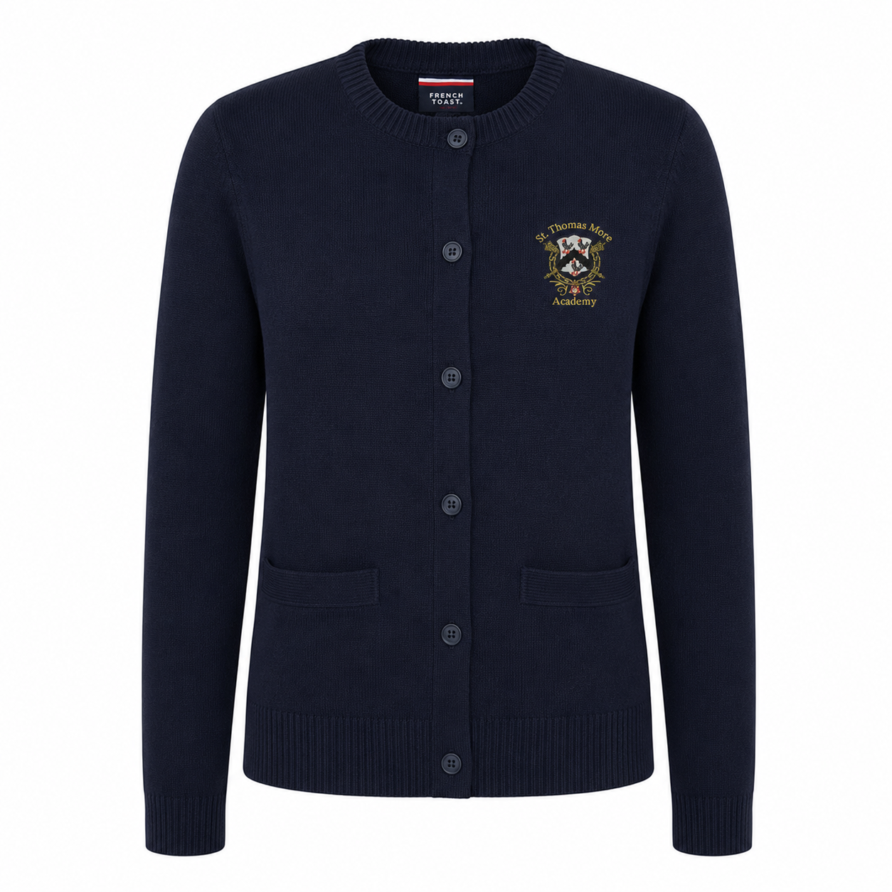 Crewneck Cardigan Sweater with Logo