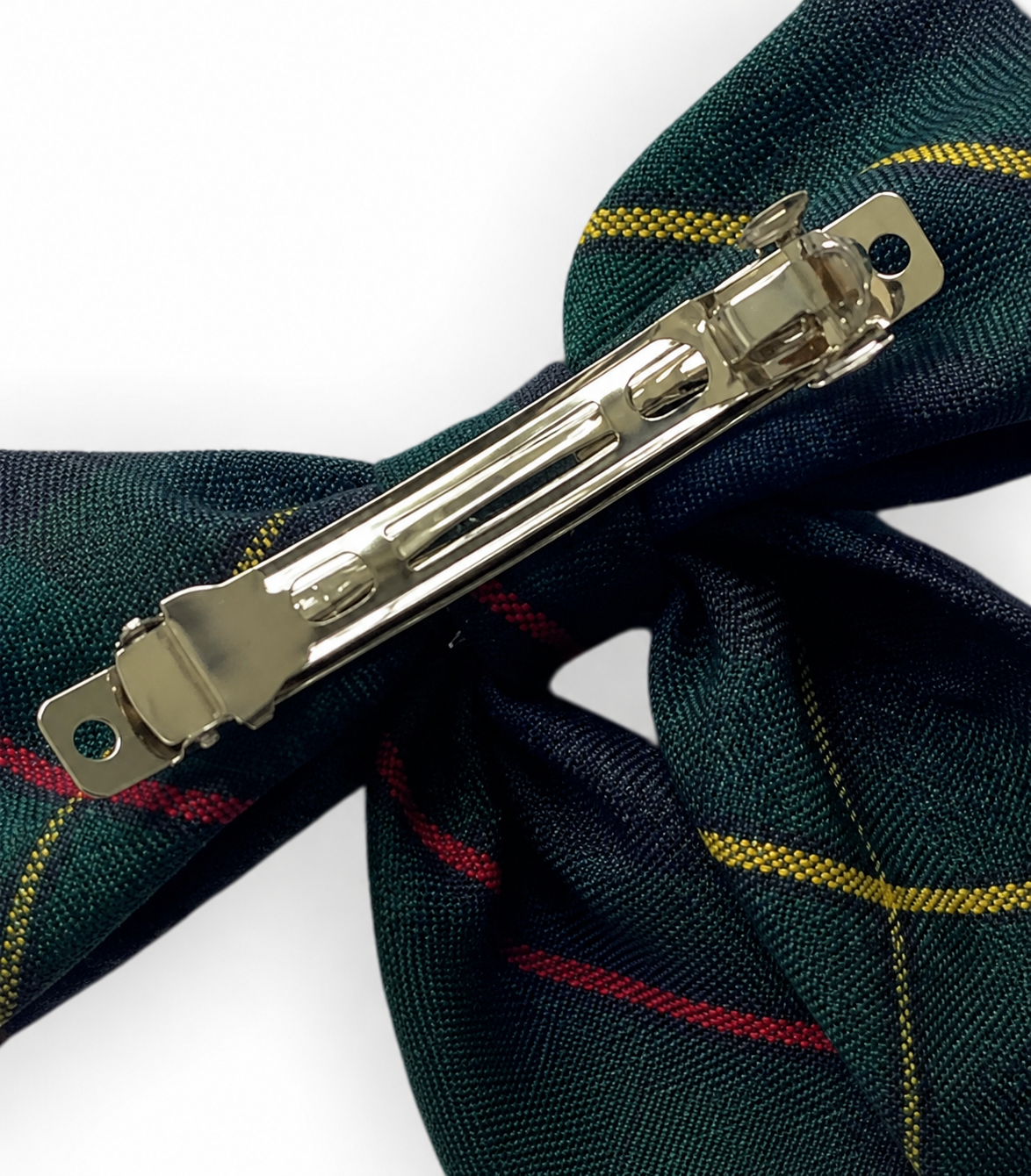 Green Plaid French Barrette Hair Bow