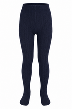 Navy Cable Knit Tights