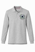 Gray Long Sleeve Polo with Logo