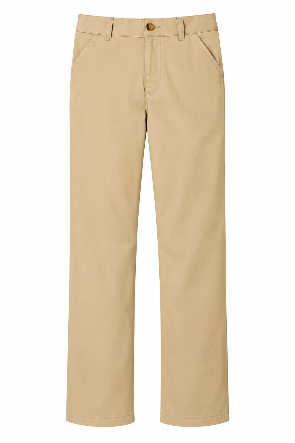 Khaki Pull-On Straight Fit Stretch Twill Pant