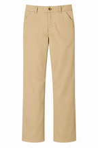 Khaki Pull-On Straight Fit Stretch Twill Pant