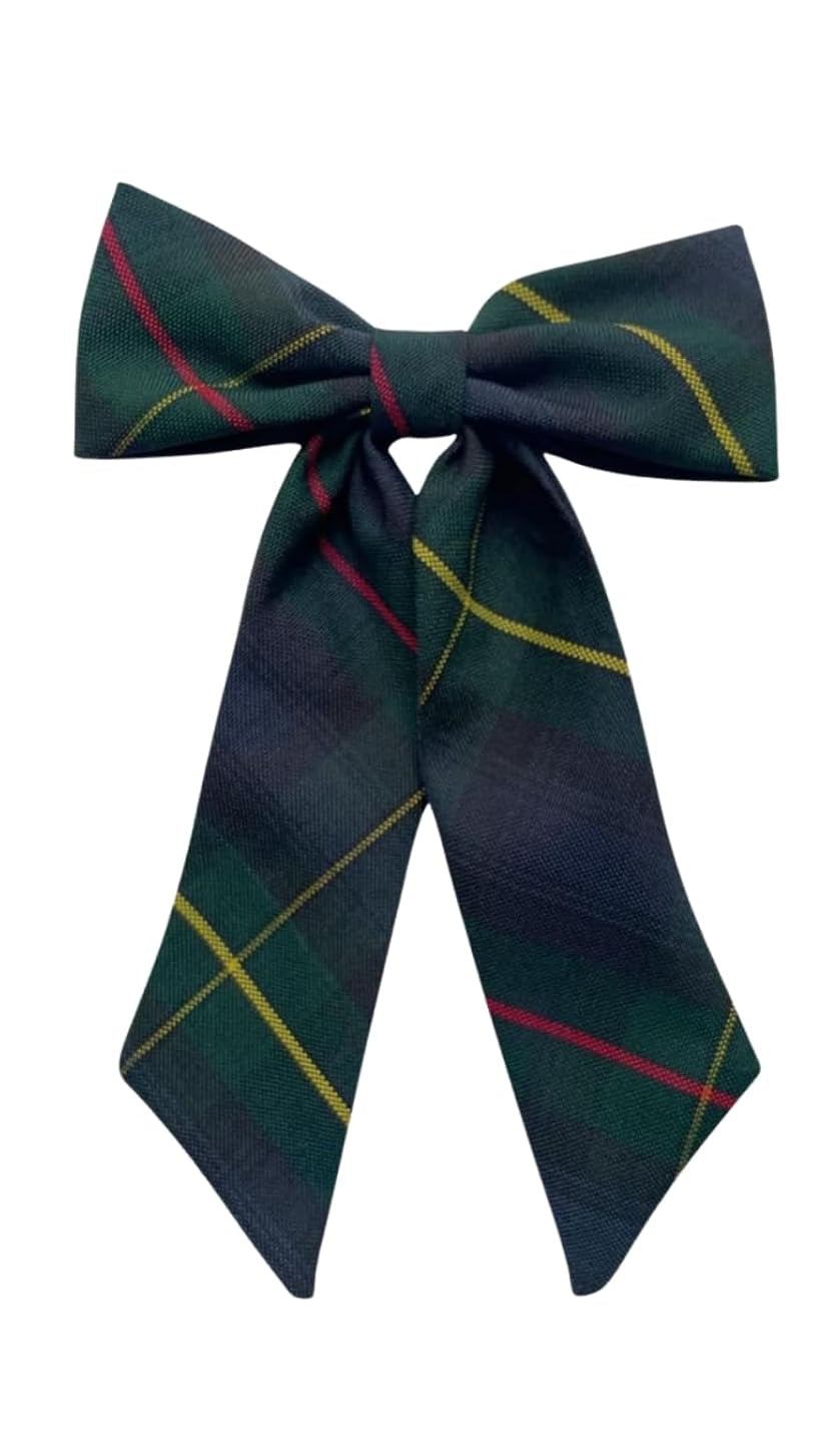 Green Plaid French Barrette Hair Bow