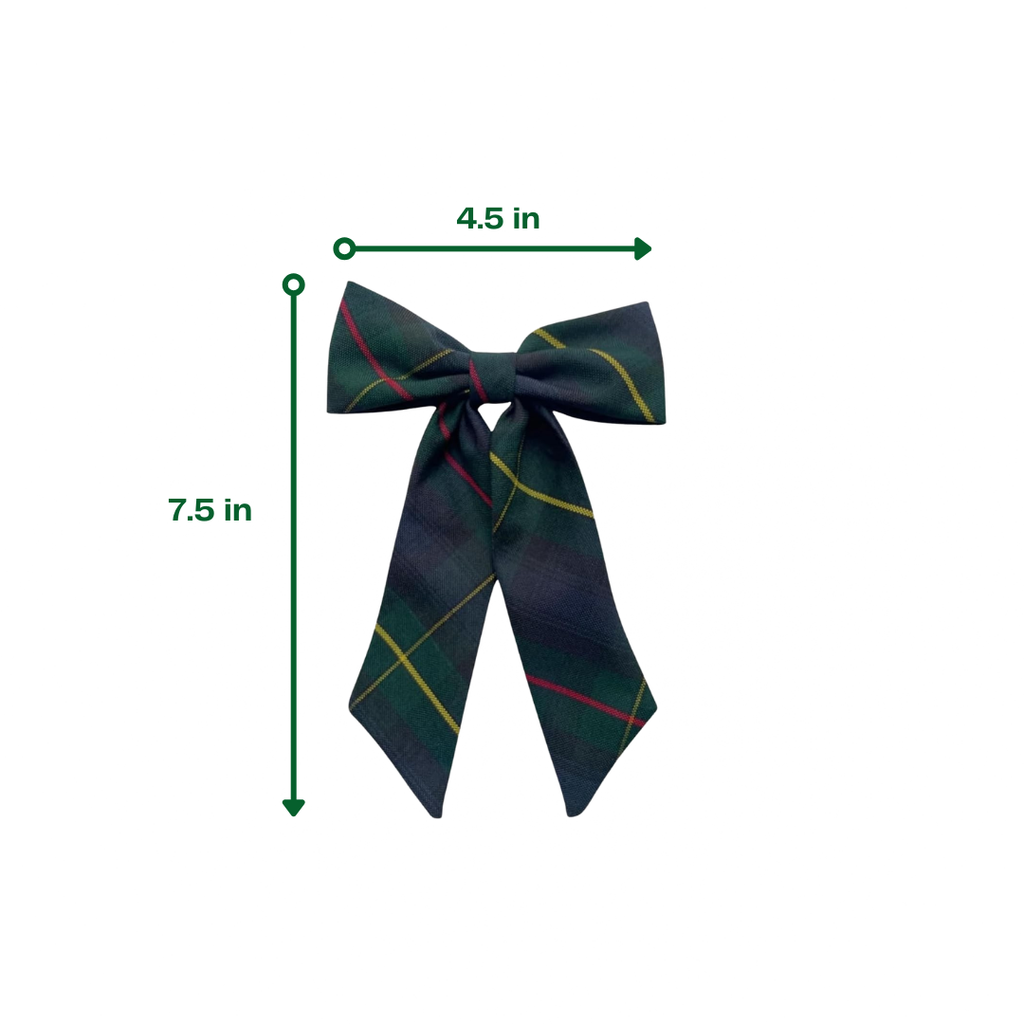 Green Plaid Hair Bow - 2PK