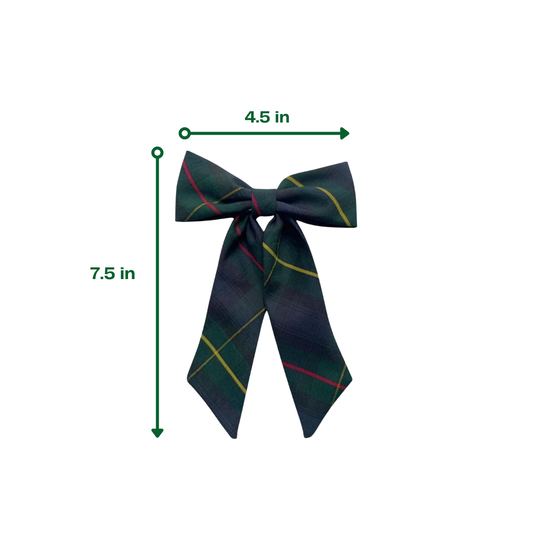Green Plaid French Barrette Hair Bow