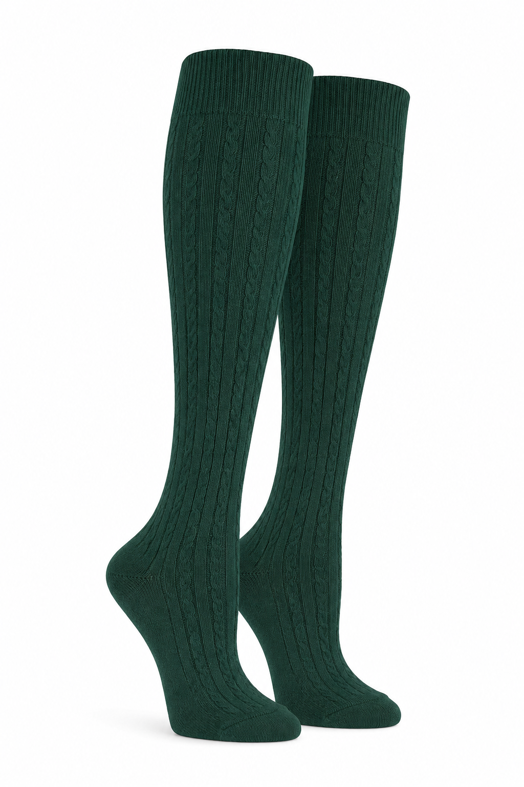 Green Cable Knee-Hi Socks