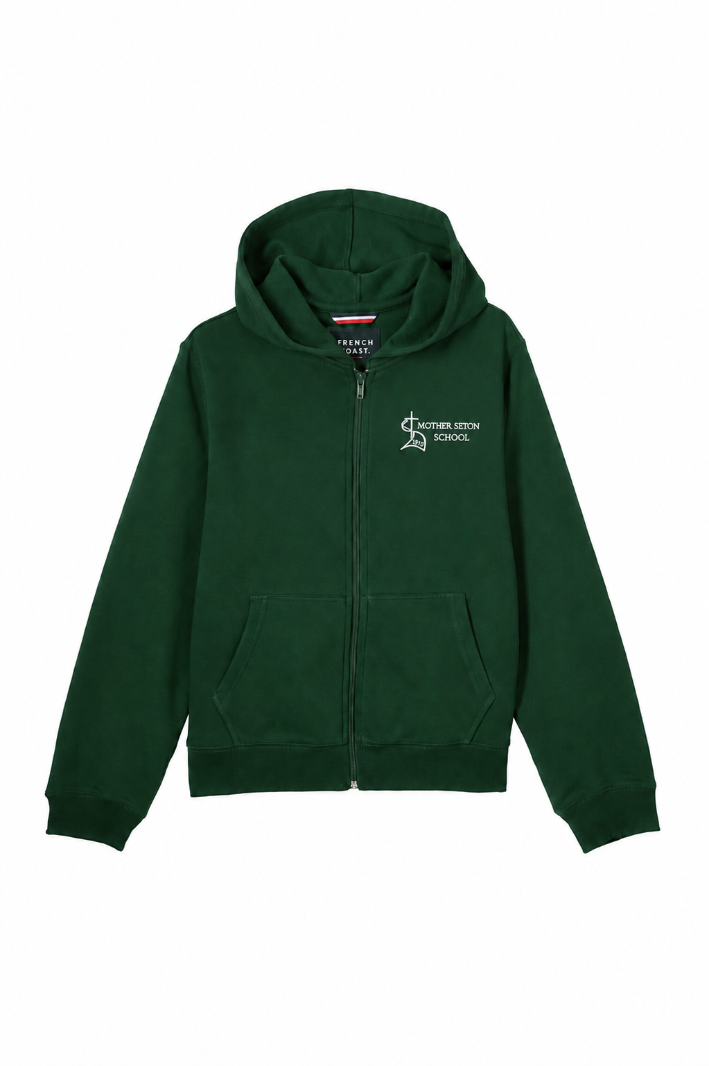 Green Zip Fleece Hoodie with Logo