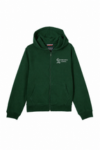 Green Zip Fleece Hoodie with Logo