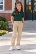 Khaki Pull-On Straight Fit Stretch Twill Pant