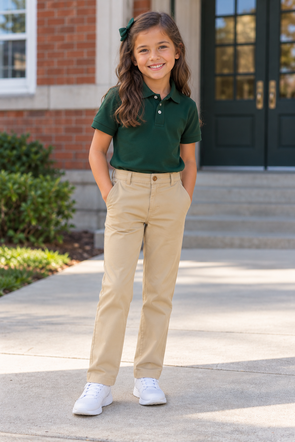 Khaki Pull-On Straight Fit Stretch Twill Pant
