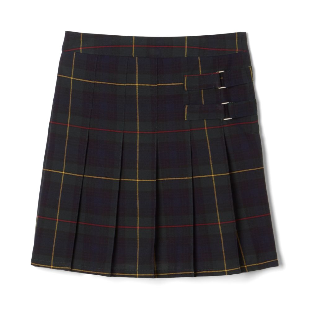 Girls Plaid Adjustable Waist Pleated-Front Two-tab Scooter