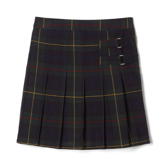Girls Plaid Adjustable Waist Pleated-Front Two-tab Scooter