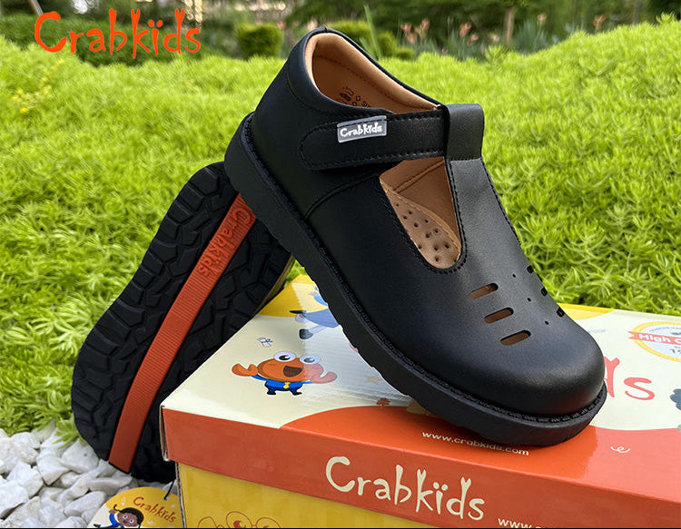 Crabkids Black T-Bar School Shoes