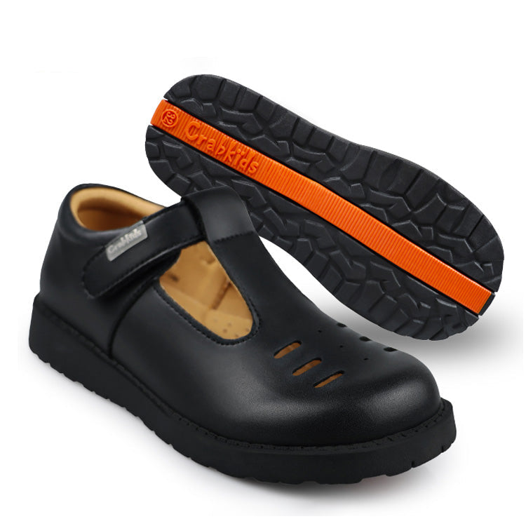 Crabkids Black T-Bar School Shoes