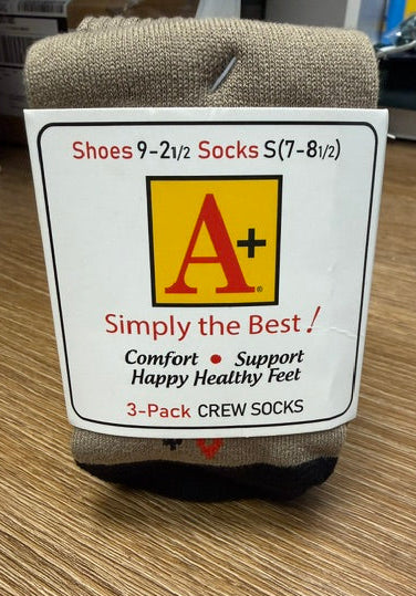 Khaki Crew Socks (3pk)