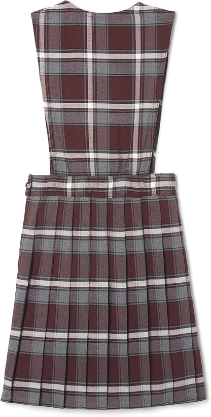 Plaid V-Neck Pleated Jumper