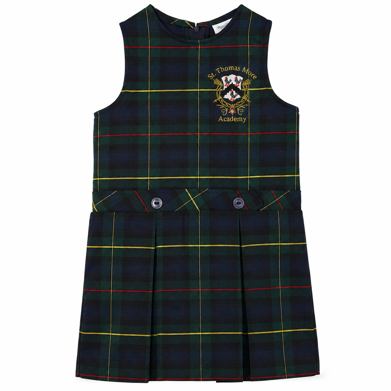 Green Plaid Box Pleat Jumper with Logo