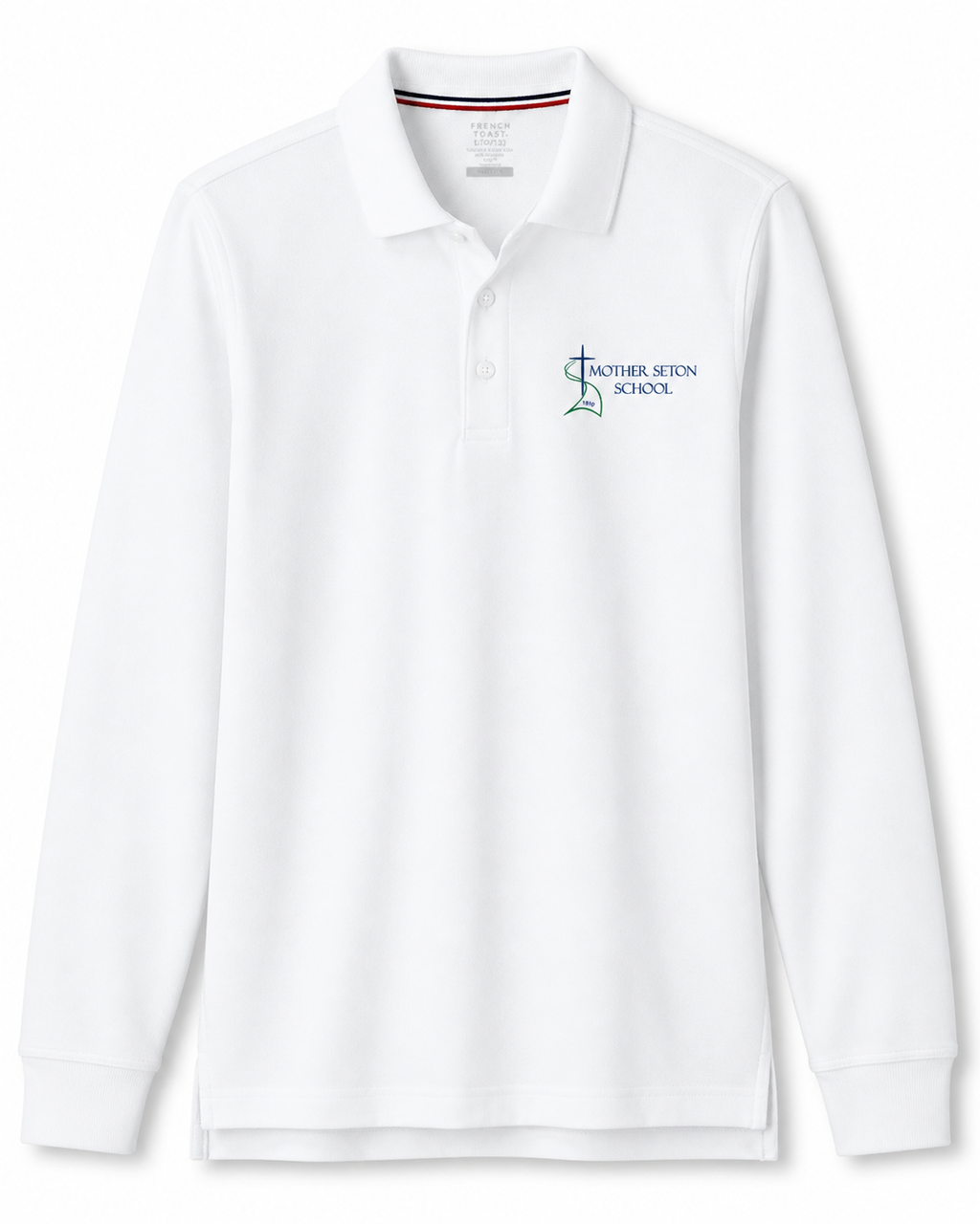 White Long Sleeve Polo with Logo