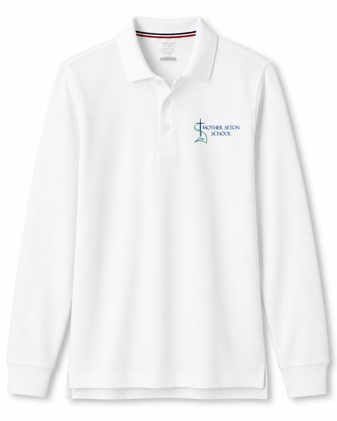 White Long Sleeve Polo with Logo