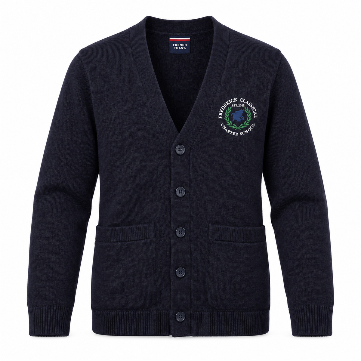 Navy V-Neck Sweater Cardigan FCCS