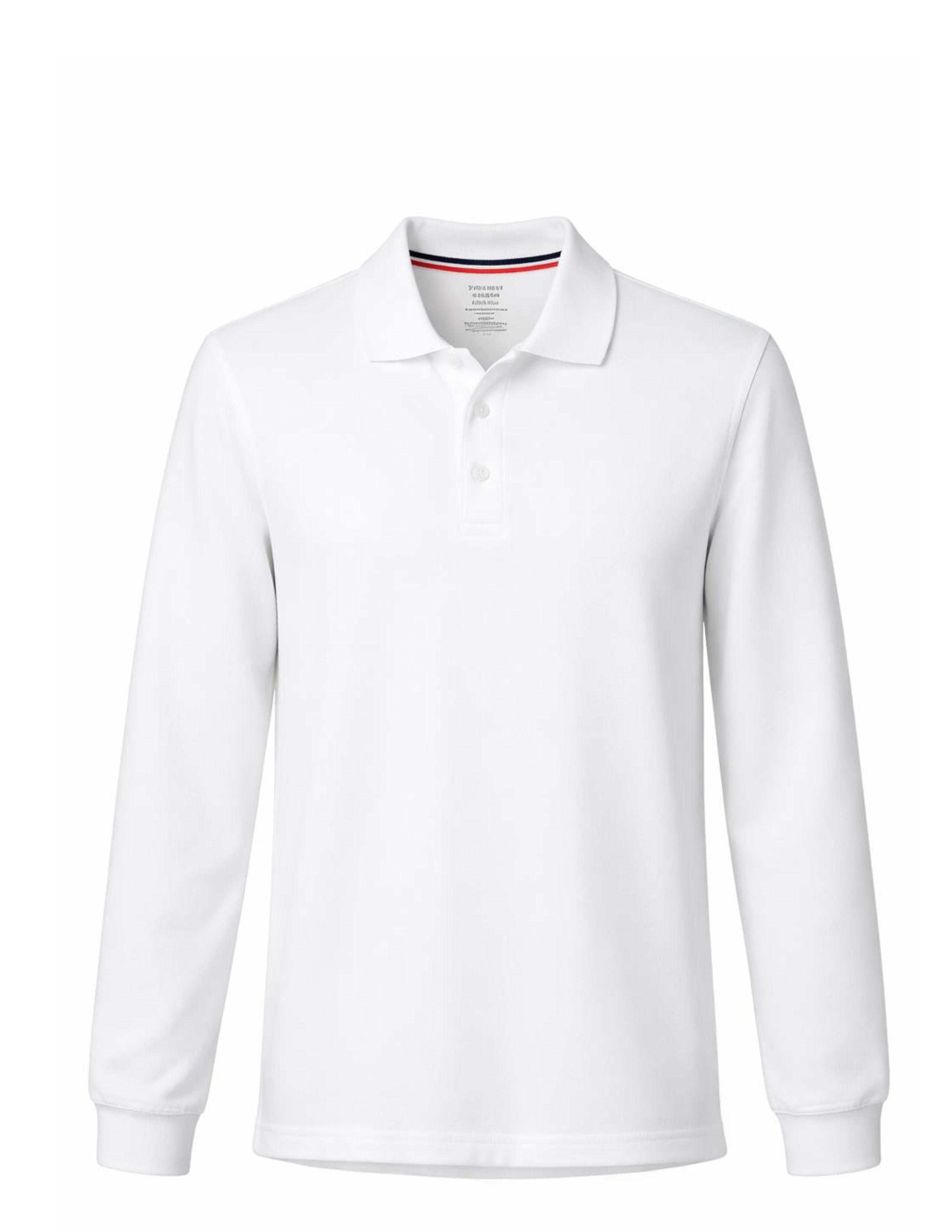 Long Sleeve White Polo Shirt (Blank/No Logo)