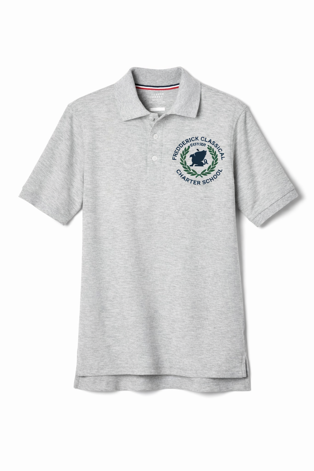 Short Sleeve Gray Polo Shirt with Embroidered Logo