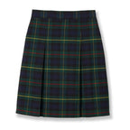 Green Plaid Kick Pleat Skirt