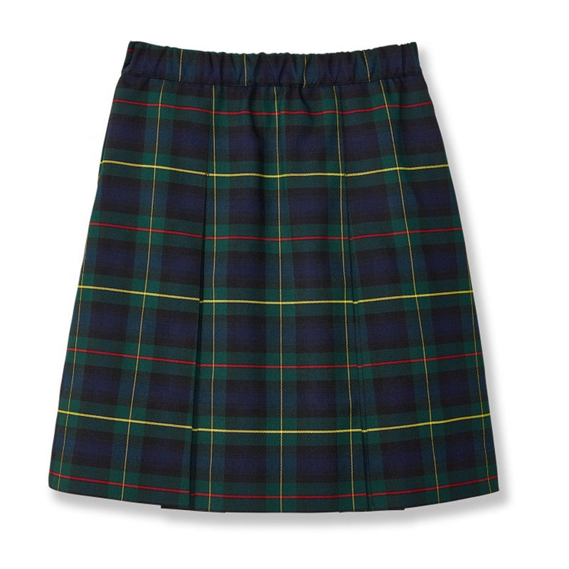 Green Plaid Kick Pleat Skirt