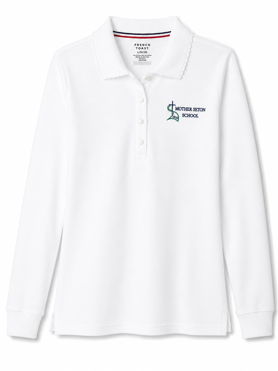 White Long Sleeve Interlock Polo
