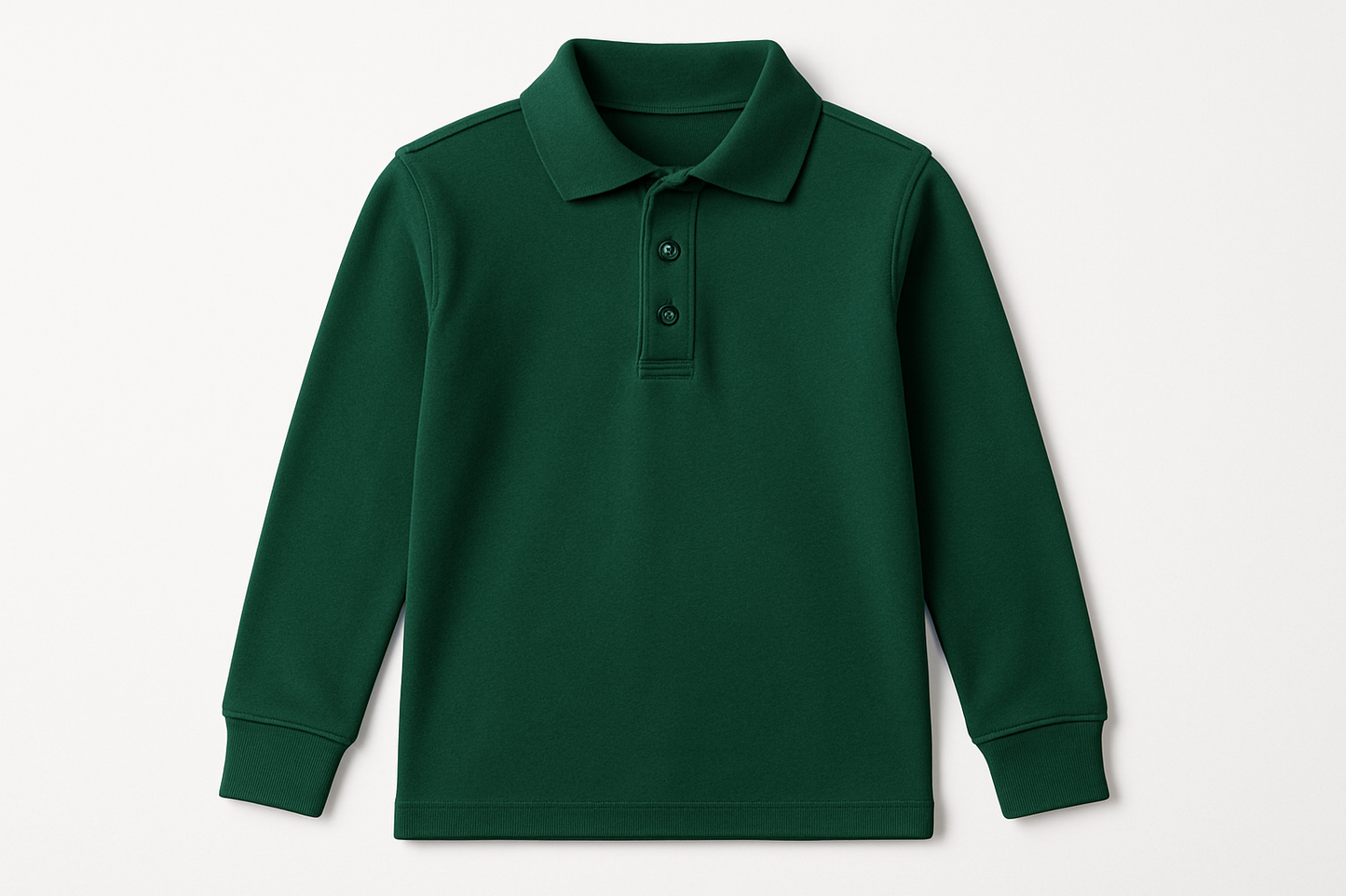 Long sleeve youth size hunter green polo shirt
