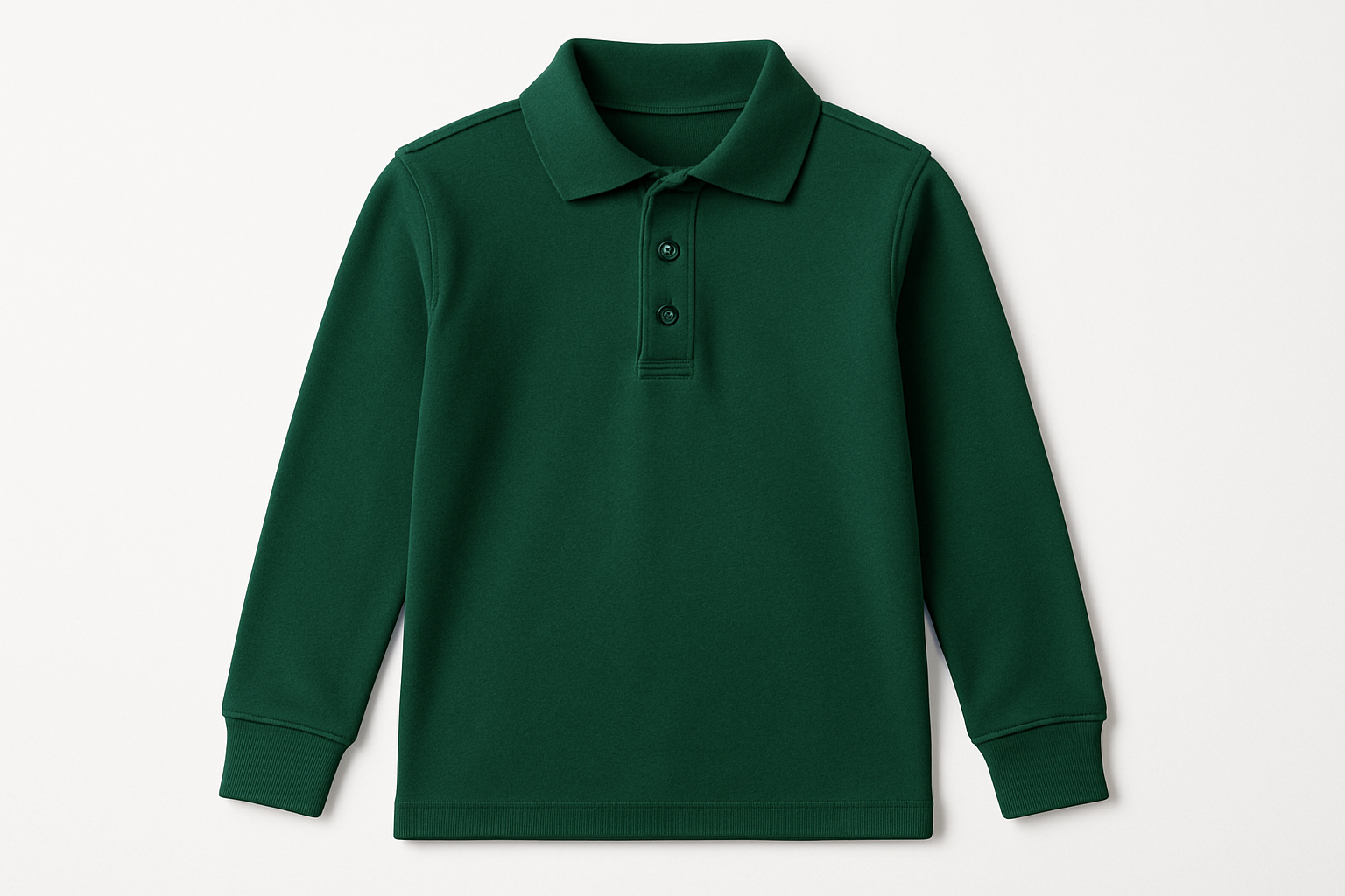 Long sleeve youth size hunter green polo shirt
